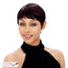 Synthetic Short Layered Pixie Cut Style Full Cap Wig Bebe,Off black base with burgundy highlights