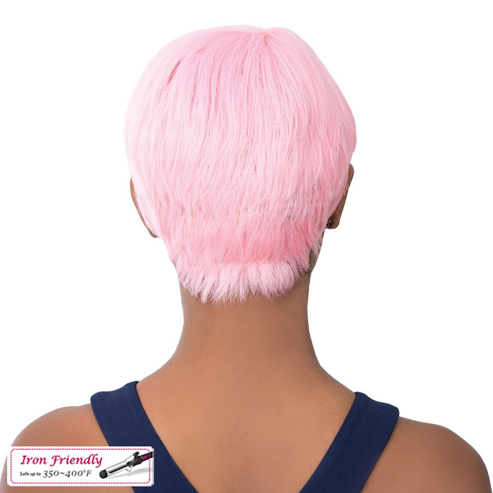 Synthetic Short Layered Pixie Cut Style Full Cap Wig Bebe,Pink