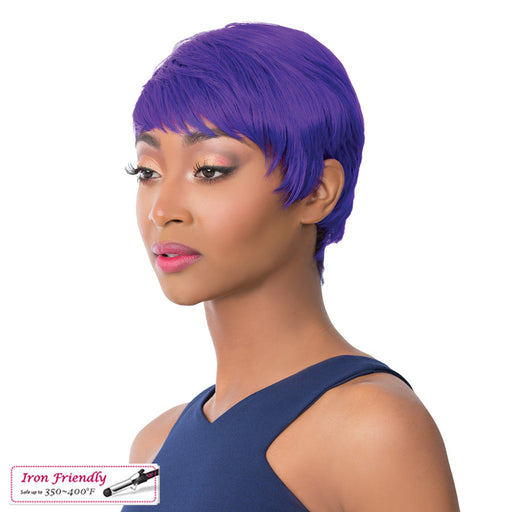 Synthetic Short Layered Pixie Cut Style Full Cap Wig Bebe,Purple