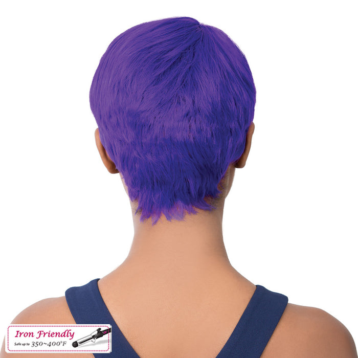 Synthetic Short Layered Pixie Cut Style Full Cap Wig Bebe,Purple