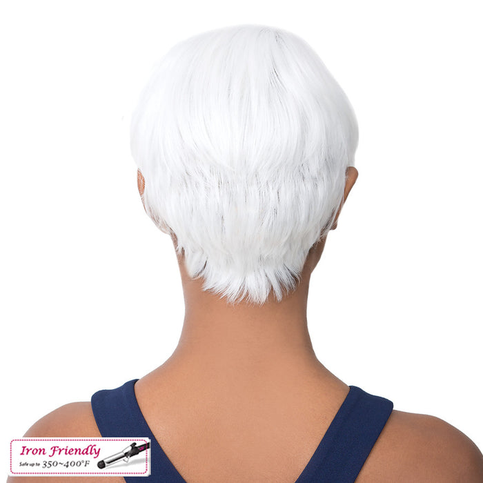 Synthetic Short Layered Pixie Cut Style Full Cap Wig Bebe,Whte