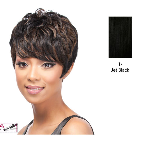 Benni Synthetic Bob Style Short Length Wig Iron Friendly,Black
