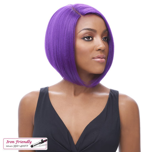 Big Shot Synthetic Bob Style Side Bang Short Length Wig Iron Friendly,CELEB PURPLE