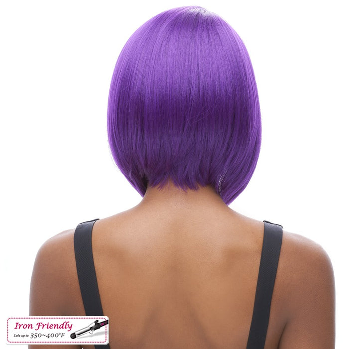 Big Shot Synthetic Bob Style Side Bang Short Length Wig Iron Friendly,CELEB PURPLE