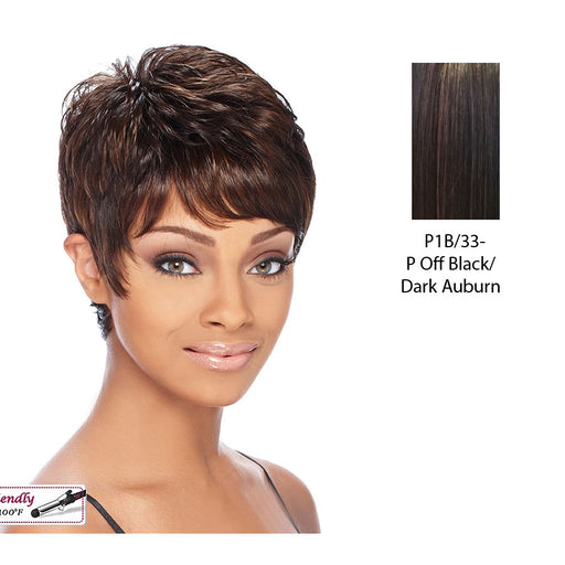 Denver Synthetic Wig,Off black base with dark auburn highlights