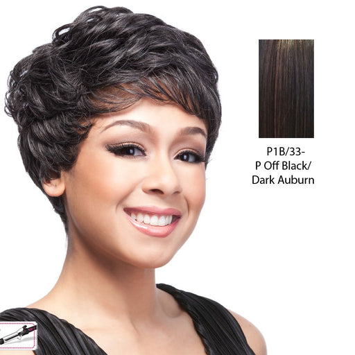 Sassy Mama Synthetic Full Wig Eden,Off black base with dark auburn highlights