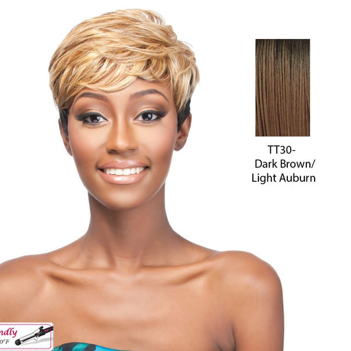 Synthetic Full Wig Elem,Dark brown roots with light auburn