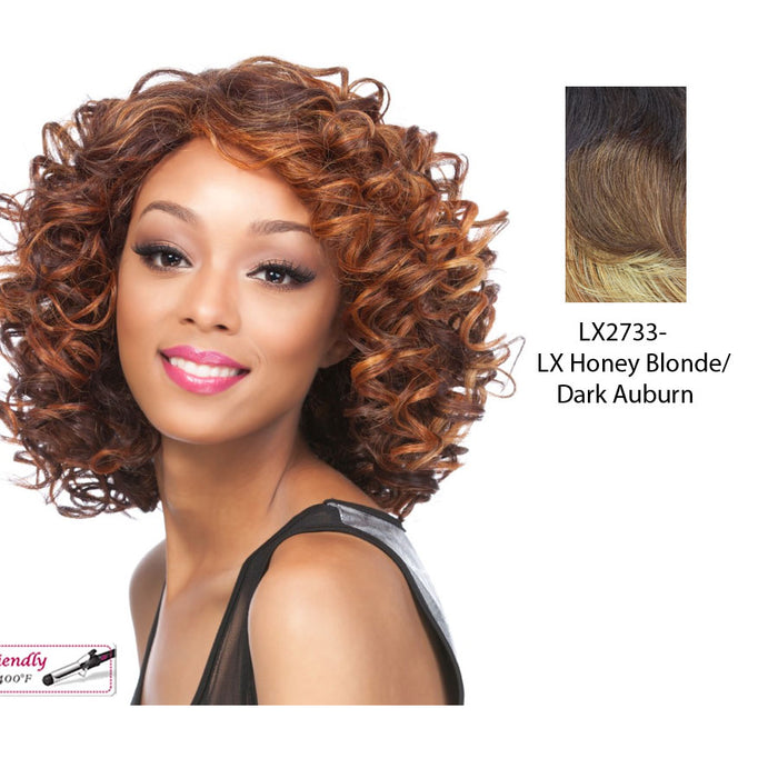 Synthetic Wig Elisa,Two tone frost blend of dark auburn layer over strawberry blonde bottom