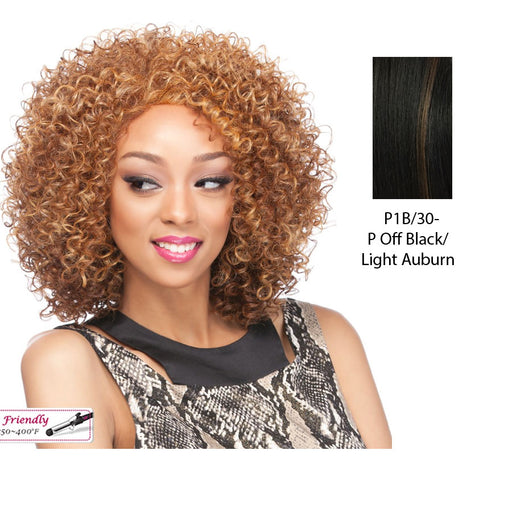 Synthetic Full Wig Fanny,Off black base with light auburn highlights