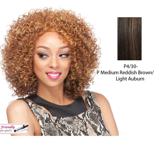 Synthetic Full Wig Fanny,Medium brown base with light auburn highlights