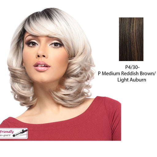 Heat Friendly Synthetic Wig Harper,Medium brown base with light auburn highlights
