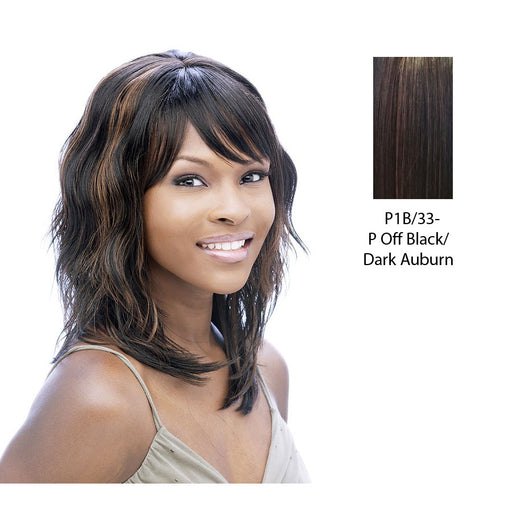Synthetic Wig Hazel,Off black base with dark auburn highlights
