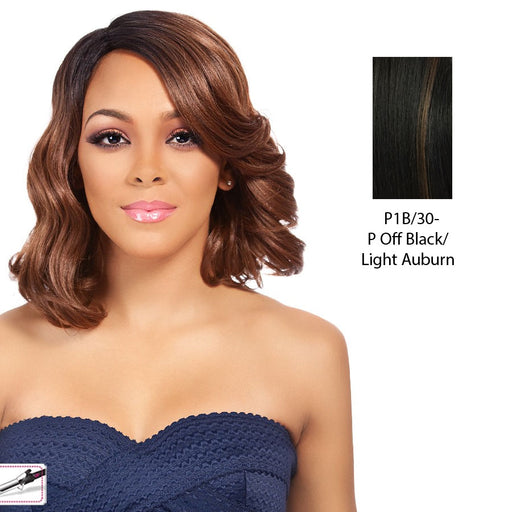 Synthetic Futura Full Wig Heaven,Off black base with light auburn highlights