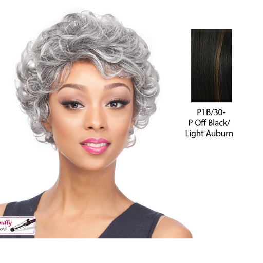 Heat Friendly Synthetic Wig Ianna,Off black base with light auburn highlights