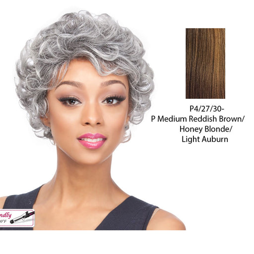 Heat Friendly Synthetic Wig Ianna,Streaked blend of medium brown, strawberry blonde, and light auburn