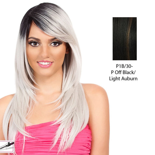 Heat Friendly Synthetic Wig Journey,Off black base with light auburn highlights
