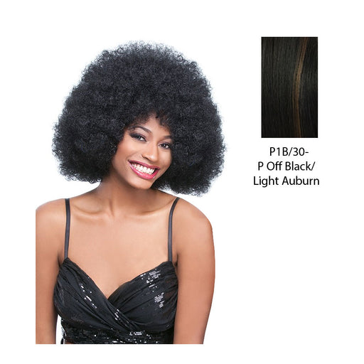 Synthetic Wig Jumbo Afro,Off black base with light auburn highlights
