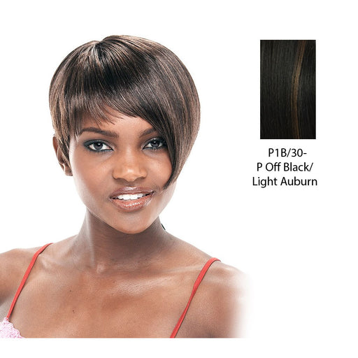 Synthetic Full Wig Lara,Off black base with light auburn highlights