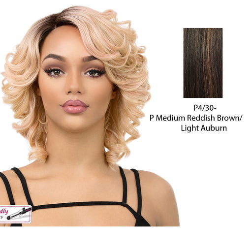 Magic Heat Friendly Synthetic Wig,Medium brown base with light auburn highlights
