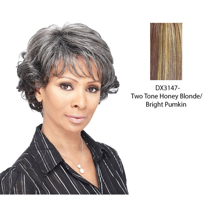 Miss Diva Synthetic Wig,Two tone frost blend of strawberry blonde and bright pumpkin layer over gold light auburn bottom
