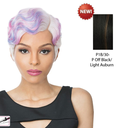Nuna Synthetic Hair Wig,Off black base with light auburn highlights