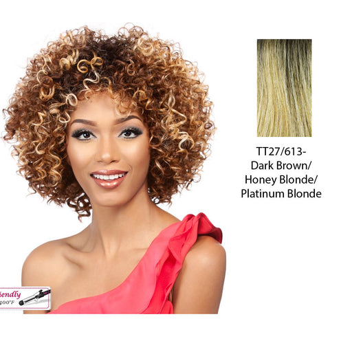 Synthetic Hair Wig Otto,Dark brown roots with a blended mix of strawberry blonde and platinum blonde