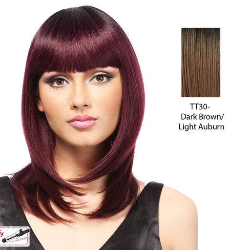 Piper Synthetic Wig,Dark brown roots with light auburn