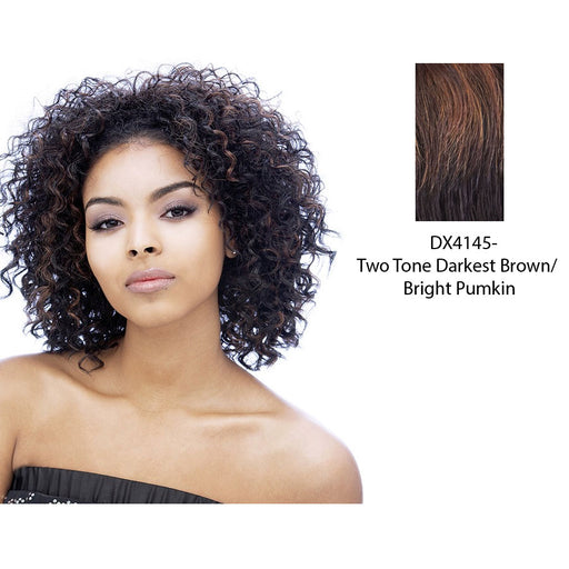 Premium Quality Fiber Wig Puffy,Two tone frost blend of darkest brown and bright pumpkin gold