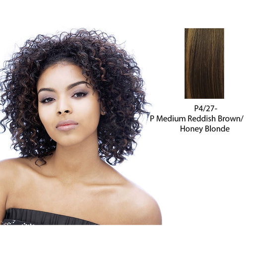 Premium Quality Fiber Wig Puffy,Medium brown base with strawberry blonde highlights