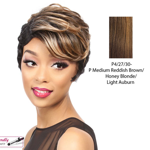 Siti Heat Friendly Synthetic Wig,Streaked blend of medium brown, strawberry blonde, and light auburn