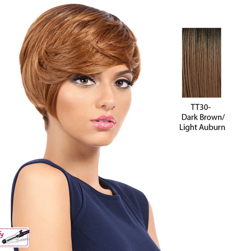 Snow Synthetic Wig,Dark brown roots with light auburn