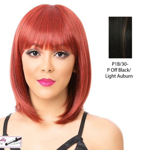 Super Star Heat Friendly Synthetic Wig,Off black base with light auburn highlights