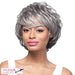 Susan Synthetic Wig,Two tone mix of off black with 50 gray roots with gray tips