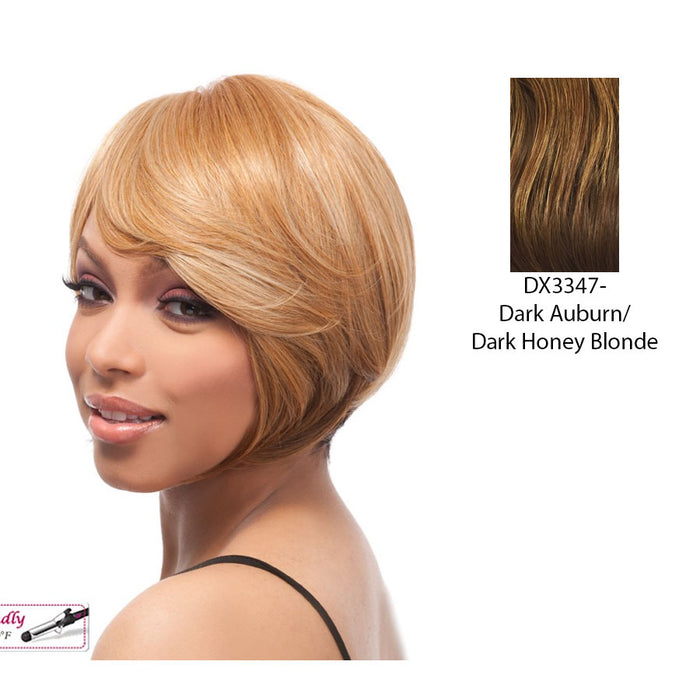Sycamore Lace Front Wig,Two tone frost blend of dark honey blonde layer on top over dark auburn bottom
