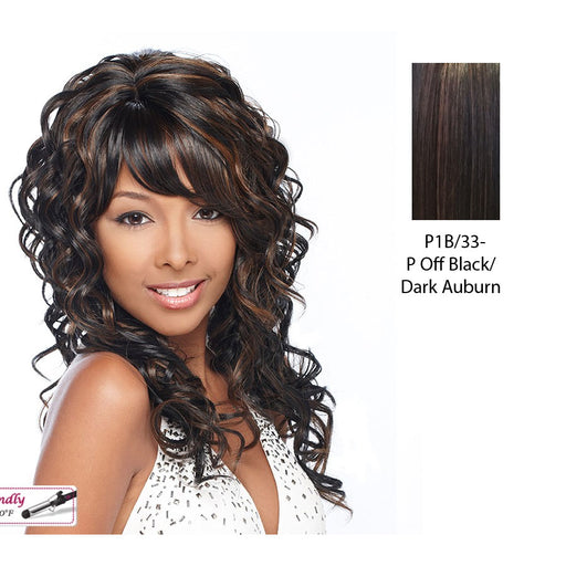 Tango Synthetic Wig,Off black base with dark auburn highlights