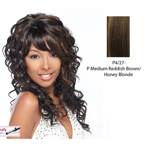Tango Synthetic Wig,Medium brown base with strawberry blonde highlights