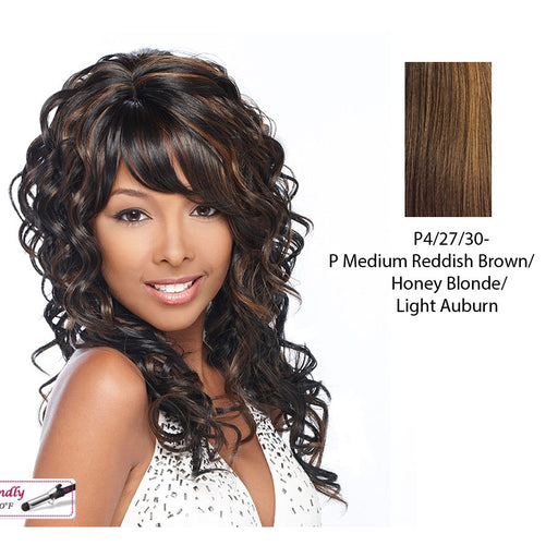 Tango Synthetic Wig,Medium brown base with light auburn highlights