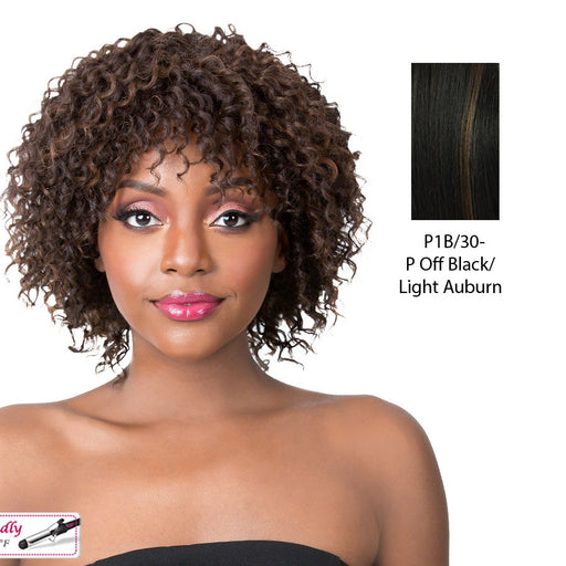Synthetic 2020 Wig Jazzy Girl,Off black base with light auburn highlights