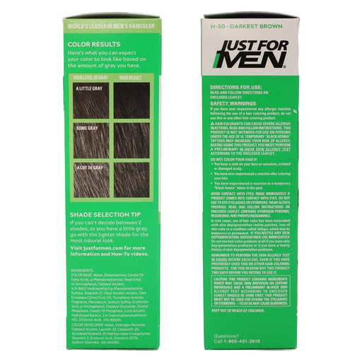 Just For Men Shampoo-in Gray Hair Color, Darkest Brown, H-50
