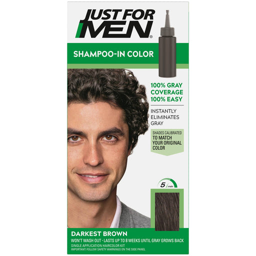 Just For Men Shampoo-in Gray Hair Color, Darkest Brown, H-50
