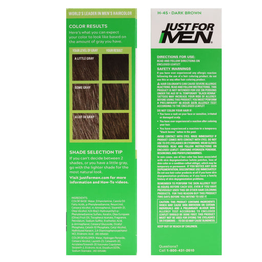 Just For Men Shampoo-in Gray Hair Color, Dark Brown, H-45