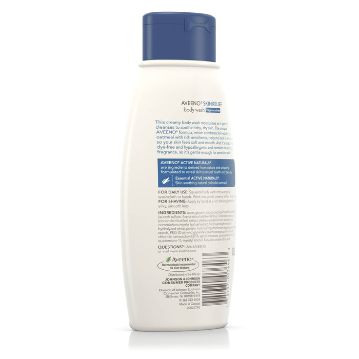 Aveeno Skin Relief Liquid Body Wash, Unscented, 12 oz