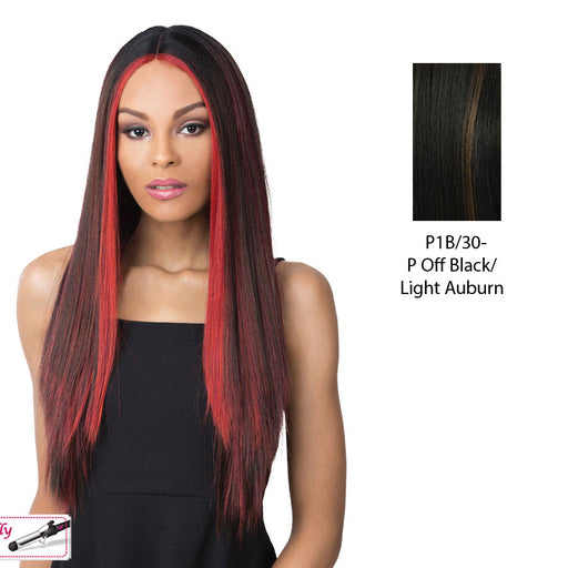 Synthetic Lace Part Wig Kahlo,Off black base with light auburn highlights