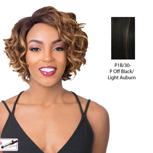 Synthetic 2020 Wig Kalina,Off black base with light auburn highlights