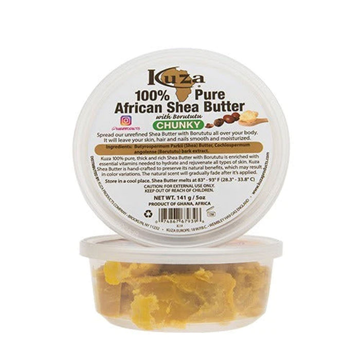 Kuza 100% African Shea Butter with Borututu, Yellow Chunky, 5 Oz.