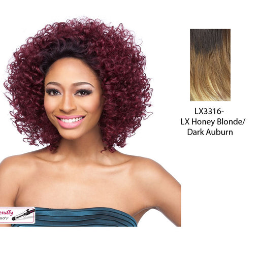 Coby Lace Front Wig,Two tone frost blend of dark auburn layer over honey blonde bottom
