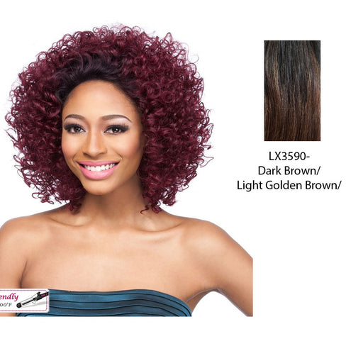 Coby Lace Front Wig,Two tone frost blend of dark brown layer over light golden brown bottom