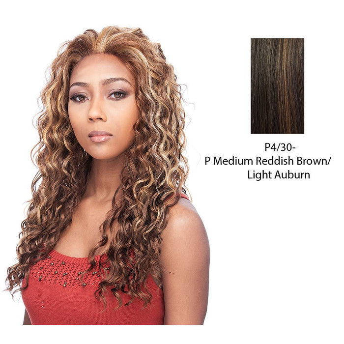 Destiny Lace Front Wig,Medium brown base with light auburn highlights