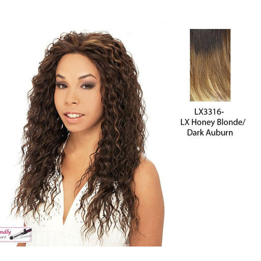 Erica Lace Front Wig,Two tone frost blend of dark auburn layer over honey blonde bottom