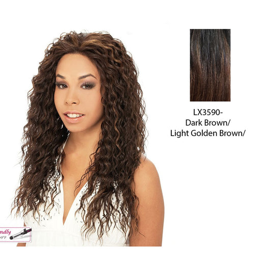 Erica Lace Front Wig,Two tone frost blend of dark brown layer over light golden brown bottom